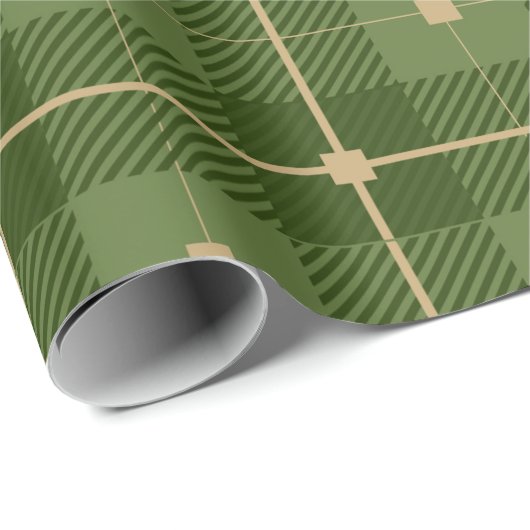 Rustikal grün Kariert Geschenkpapier (Rolleneckpunkt)