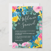 Rustikal grün kühn Sommerblumenhochzeit Foto Einladung (Vorderseite)