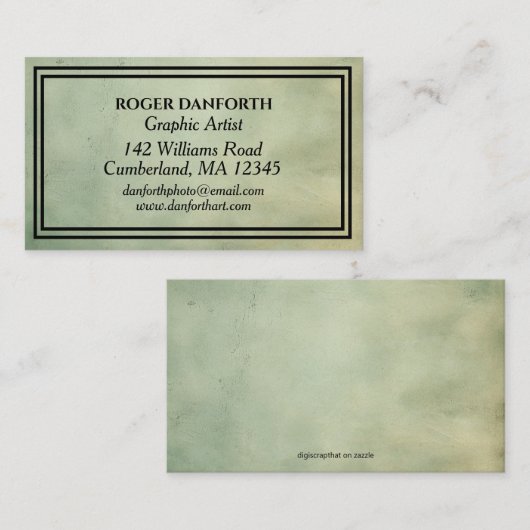 Rustikal grün Minimalistisch Visitenkarte (Vorne/Hinten)