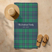 Rustikal grüner Karierter Familienname Strandtuch