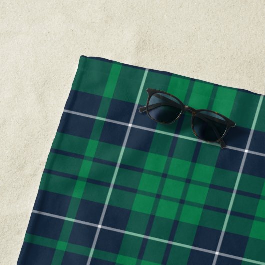 Rustikal grüner Karierter Familienname Strandtuch (Beispiel)