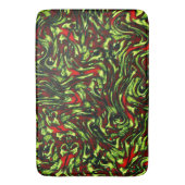 Rustikal-grüngelbe und lebhafte rote Kurven Badematte (Vorderseite Vertikal)