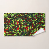 Rustikal-grüngelbe und lebhafte rote Kurven Badhandtuch Set (Handtuch)