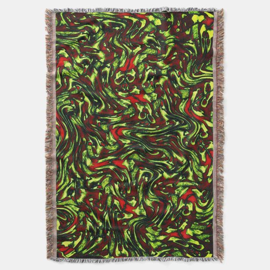 Rustikal-grüngelbe und lebhafte rote Kurven Decke (Vorderseite Vertikal)