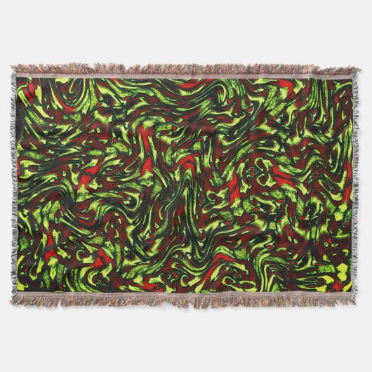 Rustikal-grüngelbe und lebhafte rote Kurven Decke (Vorderseite)