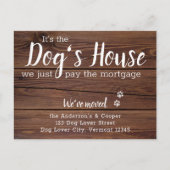 Rustikal haben wir neue Adresse Hund Bewegung vers Ankündigungspostkarte (Vorderseite)