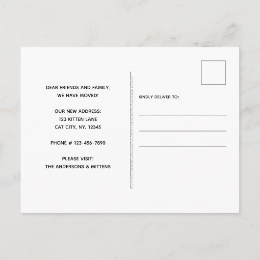 Rustikal haben wir neue Zuhause Cat Pet Moving Ankündigungspostkarte (Rückseite)