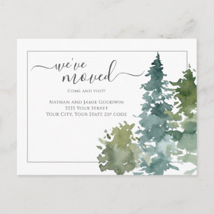 Rustikal haben wir neue Zuhause Script Pine Tree v Postkarte