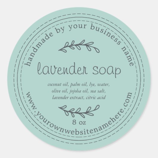 Rustikal handgefertigte Lavendelseife blau Runder Aufkleber (Vorderseite)