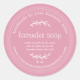 Rustikal handgefertigte Lavendelseife Rosa Runder Aufkleber