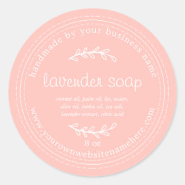 Rustikal handgefertigte Lavendelseife rosa Runder Aufkleber