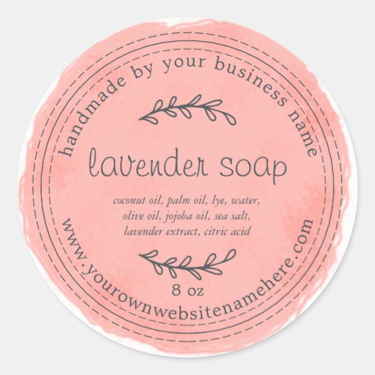 Rustikal handgefertigte Lavendelseife Wasserfarben Runder Aufkleber (Vorderseite)