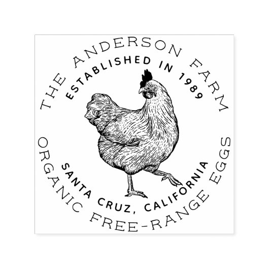 Rustikal handGezeichnet Hen | Zuchtbetrieb für Gef Permastempel (Design)