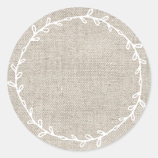 Rustikal hausgemachte Beige Burlap schreiben auf L Runder Aufkleber (Vorderseite)