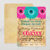 Rustikal-heiß-rosa Aquamarine Tageszeitungen Einla Einladung (Vorne/Hinten)