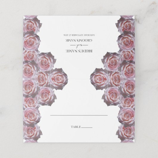 Rustikal hellrosa Rose Hochzeit Platzkarte (Außenseite Aufgefaltet)