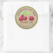 Rustikal hergestellt mit Liebe Burlap Cherry Jam Runder Aufkleber (Tasche)