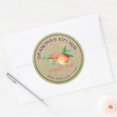 Rustikal hergestellt mit Liebe Burlap Peach Jam Runder Aufkleber (Umschlag)