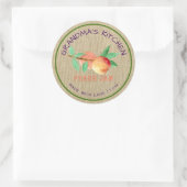 Rustikal hergestellt mit Liebe Burlap Peach Jam Runder Aufkleber (Tasche)