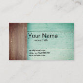 rustikal, Holz, aquamarine Visitenkarte (Rückseite)