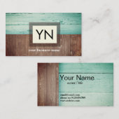 rustikal, Holz, aquamarine Visitenkarte (Vorne/Hinten)