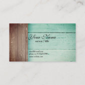 rustikal, Holz, aquamarine Visitenkarte (Rückseite)