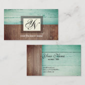 rustikal, Holz, aquamarine Visitenkarte (Vorne/Hinten)