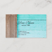 rustikal, Holz, aquamarine Visitenkarte (Rückseite)