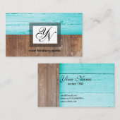 rustikal, Holz, aquamarine Visitenkarte (Vorne/Hinten)