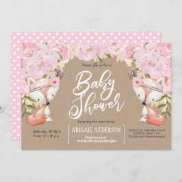 Rustikal, Holz, Rosa Blüte, Babydusche Einladung