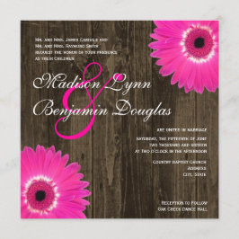 Rustikal Hot Pink Daisy Square Hochzeitseinladunge Einladung
