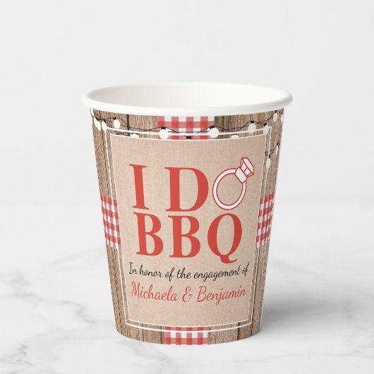 Rustikal I Do GRILLEN Engagement Party Paare Dusch Pappbecher (Rückseite)