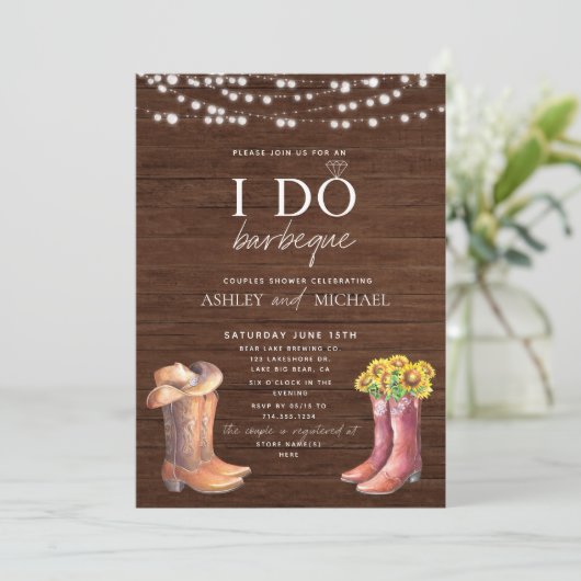 Rustikal Ich mache GRILLEN Modernes Country Couple Einladung (Stehend Vorderseite)