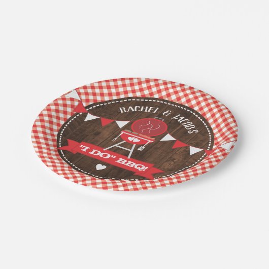 Rustikal Ich mache GRILLEN Paare Hochzeit Verlobun Pappteller (Schrägansicht)