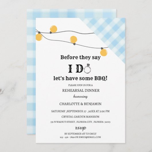 Rustikal Ich mache GRILLEN Probe Abendessen Einladung (Vorne/Hinten)