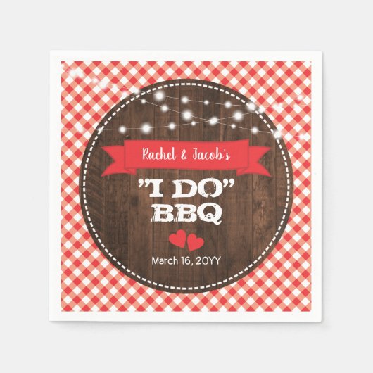 Rustikal Ich mache GRILLEN Red Verlobung Polterabe Serviette (Vorderseite)