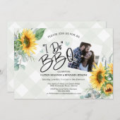 Rustikal Ich mache GRILLEN Sonnenblumen Brautparty Einladung (Vorne/Hinten)