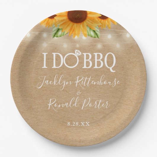 Rustikal Ich mache GRILLEN Sonnenblumen String Lig Pappteller (Vorderseite)