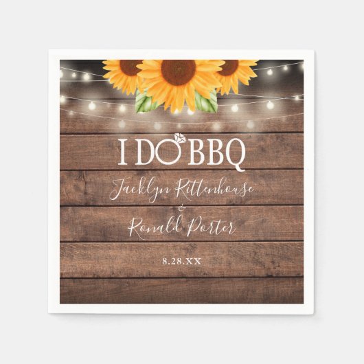 Rustikal Ich mache GRILLEN Sonnenblumen String Lig Serviette (Vorderseite)