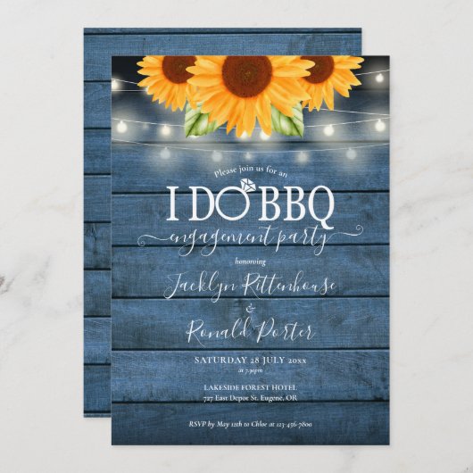 Rustikal Ich mache GRILLEN Streichelleuchten Sonne Einladung (Vorne/Hinten)