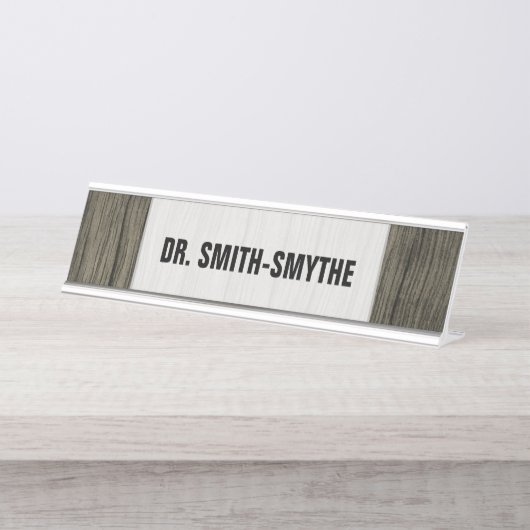 Rustikal, Imitat-hölzernes Blick-Muster + Schreibtischnamensplakette (Vorderseite )