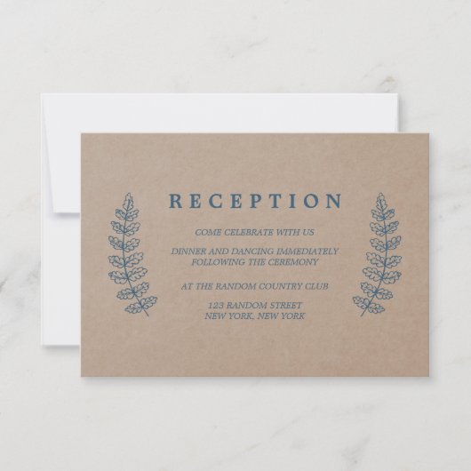 Rustikal | Imitate Kraft Wedding Reception Card Einladung (Vorderseite)