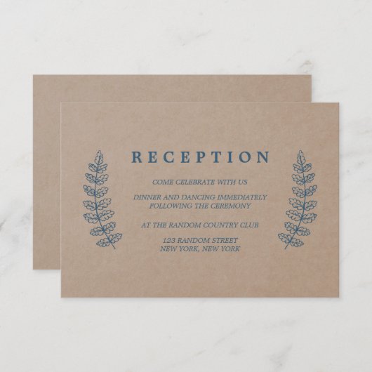 Rustikal | Imitate Kraft Wedding Reception Card Einladung (Vorne/Hinten)