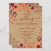 Rustikal in einem Fall in Liebe QR Code Hochzeit Einladung (Vorne/Hinten)