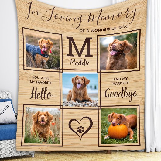 Rustikal in Love Memory Foto Collage Pet Memorial Fleecedecke