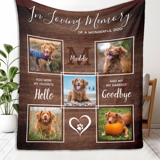 Rustikal in Love Memory Foto Collage Pet Memorial Fleecedecke