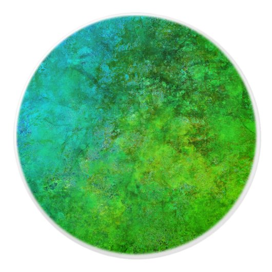 Rustikal Inspiriert Art Green Blue Keramikknauf (Vorderseite)