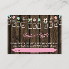 Rustikal ist ein Girl Mason Jar Diaper Raffle Tick Begleitkarte
