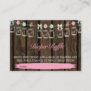 Rustikal ist ein Girl Mason Jar Diaper Raffle Tick Begleitkarte