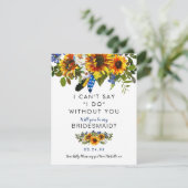 Rustikal ist meine Bridesmaid | Navy Sunflower Boh Einladung (Stehend Vorderseite)